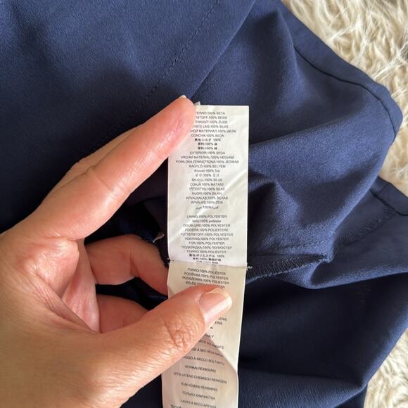 Michael Michael Kors Silk Studded Flower Appliqué Navy Blue Eyelet Dress Size 6 - Picture 7 of 7